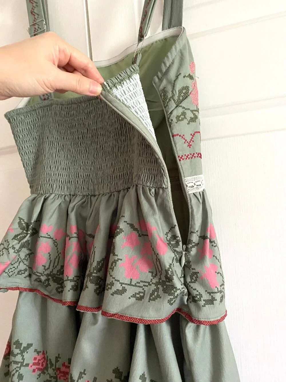 Vintage Tiered Embroidered Dress S